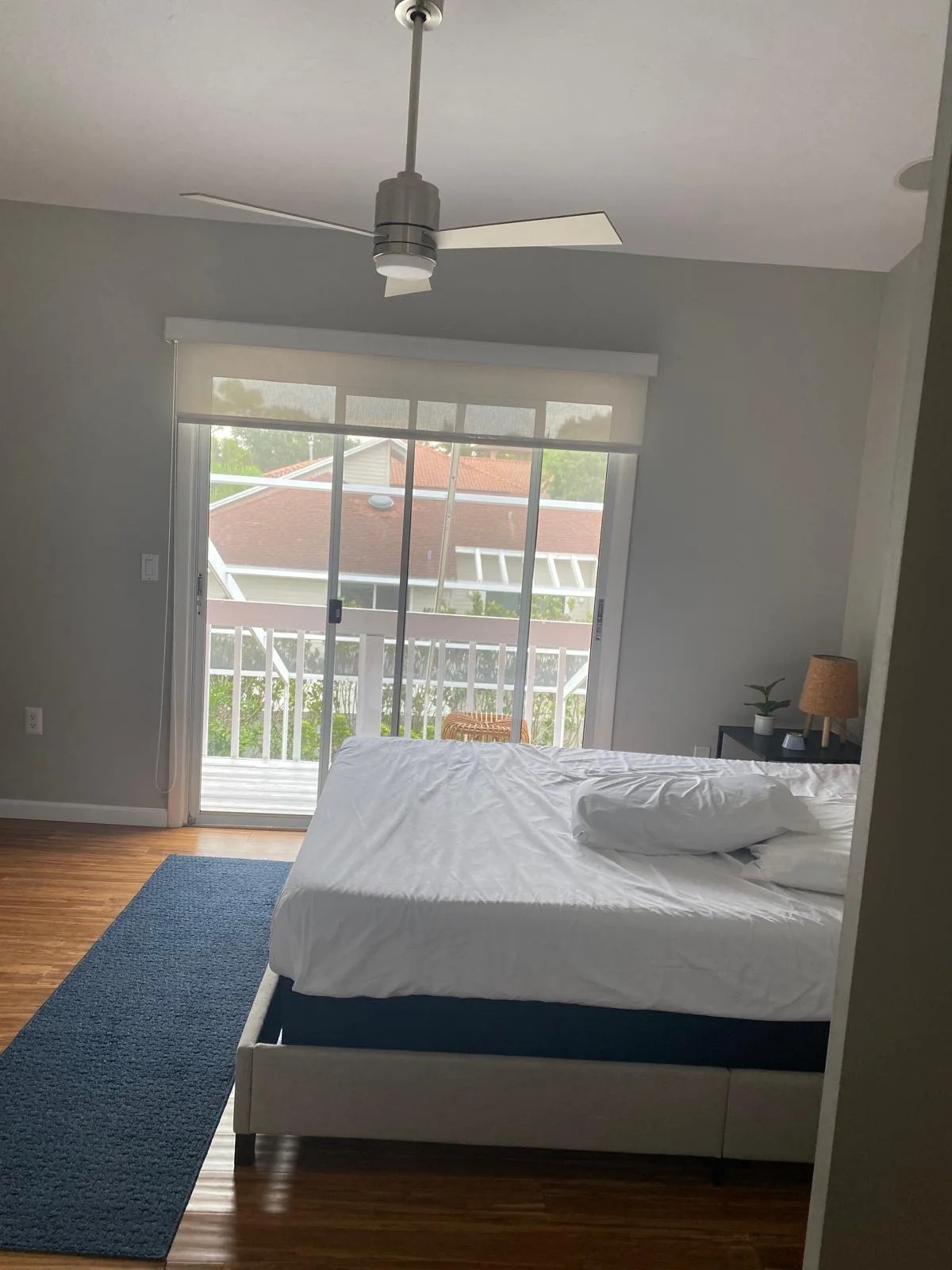 Simple bedroom refreshed with clean white bedding