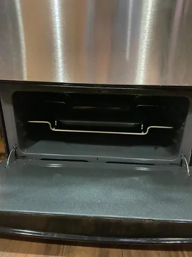 Oven detail cleaned with door open