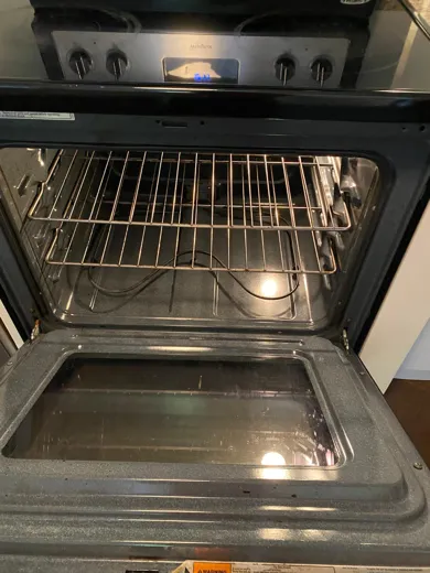 Oven interior degreased with racks in place