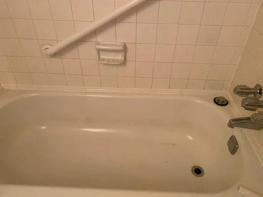Bathtub descaled with faucet area detailed